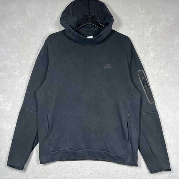 Nike Sportswear Tech Fleece Sweatshirt Men's Large Pullover Hoodie Triple/ Black - Picture 1 of 11
